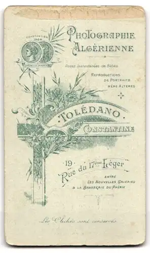 Fotografie Tolédano, Constantine, 19, Rue du 17ème Léger, Modisch gekleideter Herr mit Oberlippenbart