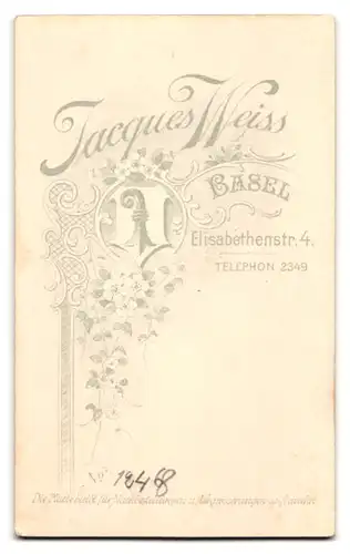 Fotografie Jacques Weiss, Basel, Elisabethenstr. 4, Bürgerliches Paar in modischer Kleidung