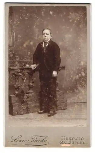 Fotografie Louis Fricke, Herford Salzuflen, Bäckerstrasse 22, Junger Mann im Anzug mit Krawatte