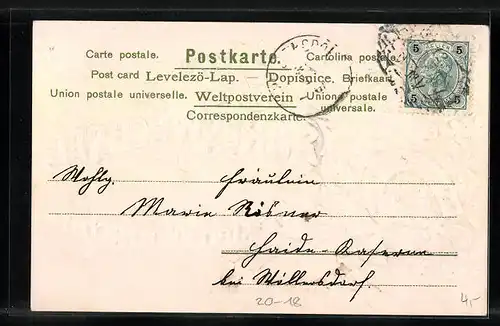 Präge-AK Neujahrsgruss mit Hufeisen und Glücksklee