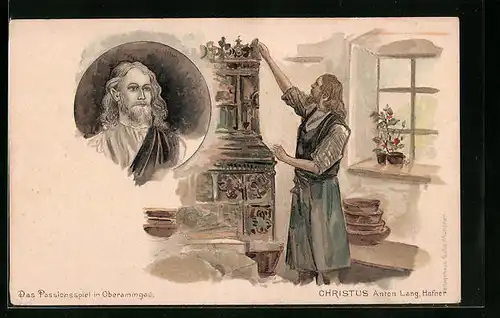 Künstler-AK Oberammergau, Passionsspiele, Christus-Darsteller Anton Lang