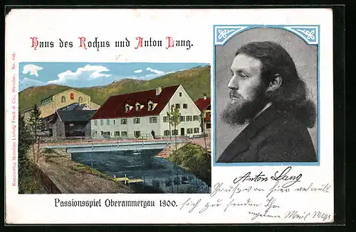AK Oberammergau, Passionsspiele 1900, Haus des Rochus und Anton Lang