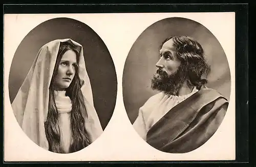 AK Erl, Passionsspiele 1912, Christus-Darsteller Kaspar Pfisterer und Maria-Darstellerin M. Mayrhofer