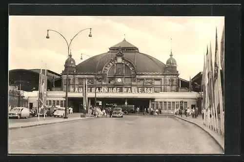 AK Halle /Saale, Blick auf den Hauptbahnhof