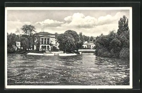 AK Guben, Neissepartie mit Stadttheater