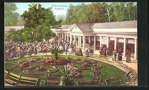 AK Franzensbad, Idyll im Kurgarten