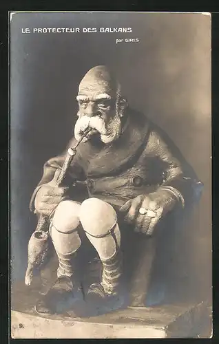 AK Karikatur Kaiser Franz Josef I. von Österreich, Le Portecteur des Balkans