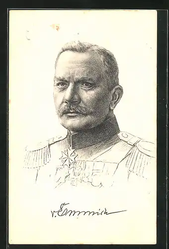 AK Heerführer General von Emmich in Uniform mit Orden