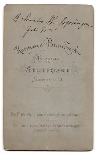 Fotografie Hermann Brandseph, Stuttgart, Marienstr. 36, Charmanter Herr im Anzug mit Koteletten