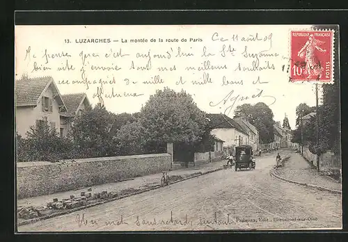 AK Luzarches, La montée de la route de Paris