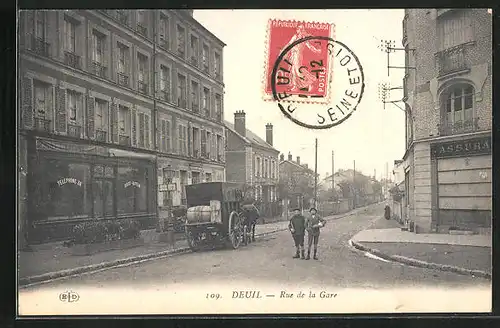 AK Deuil, Rue de la Gare, Strassenpartie