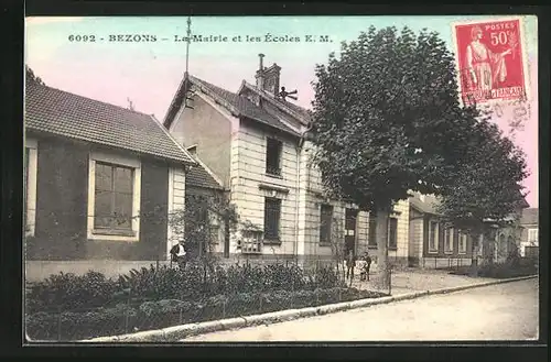 AK Bezons, La Mairie et les Écoles