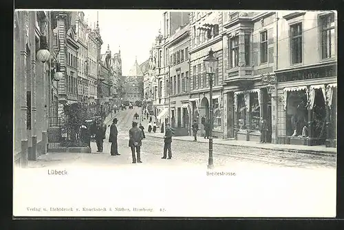 AK Lübeck, Breitestrasse mit Geschäften