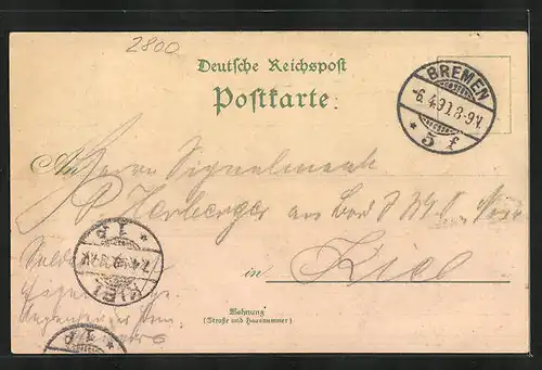 Lithographie Bremen, Totalansicht, Dom, Roland