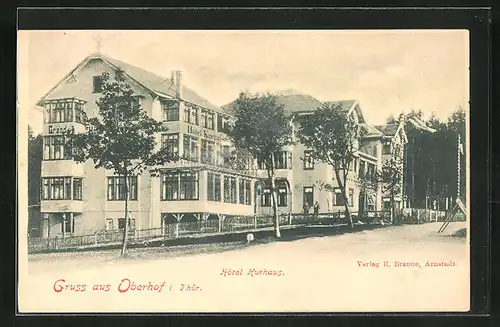 AK Oberhof i. Thür., Strassenpartie am Hotel Kurhaus