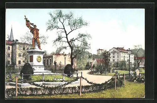 AK Pirna, Friedenspark mit Kriegerdenkmal