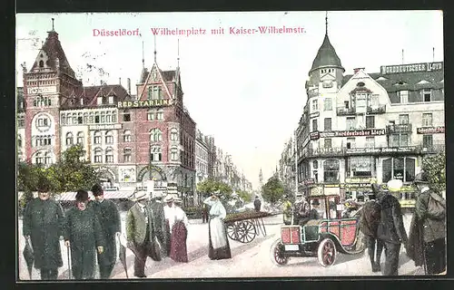 AK Düsseldorf, Wilhelmplatz mit Kaiser-Wilhelmstrasse