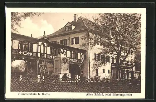 AK Hummelshain b. Kahla, Altes Schloss - jetzt Erholungsheim