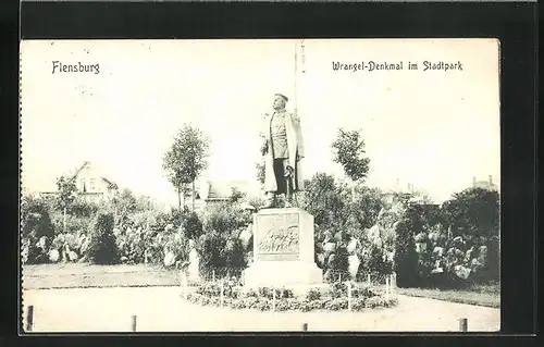 AK Flensburg, Wrangel-Denkmal im Stadtpark