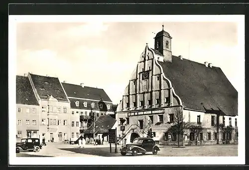 AK Grimma /Sa., Rathaus am Marktplatz