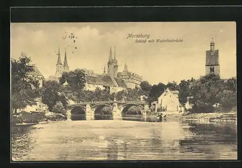 AK Merseburg, Schloss mit Waterloobrücke