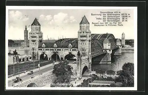 AK Köln a. Rh. Hohenzollernbrücke