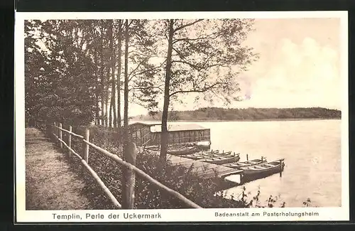 AK Templin /Uckermark, Badeanstalt am Post-Erholungsheim