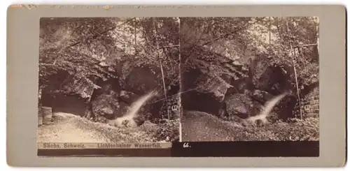 Stereo-Fotografie unbekannter Fotograf, Ansicht Lichtenhain, Partie am Lichtenhainer Wasserfall