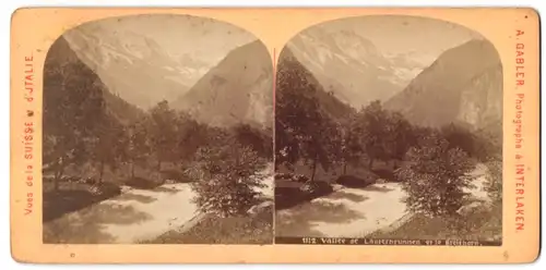 Stereo-Fotografie A. Gabler, Interlaken, Ansicht Lauterbrunnen, Vallee de Lauterbrunnen et le Breithorn