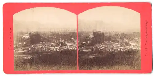 Stereo-Fotografie Baldi & Würthle, Salzburg, Ansicht Salzburg, Blick auf die Stadt vom Kapuzinerberg