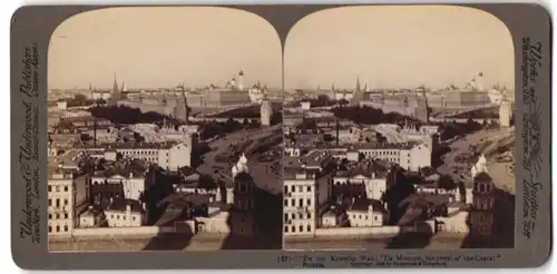 Stereo-Fotografie Underwood & Underwood, New York, Ansicht Moskau, Blick über die Stadt auf den Kreml