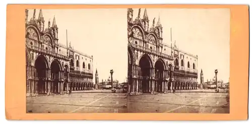 Stereo-Fotografie unbekannter Fotograf, Ansicht Venedig, Markusdom und Dogenpalast