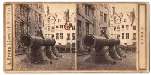 Stereo-Fotografie A. Braun, Dornach, Ansicht Gand, Place du Marche du vendredi et le Gros canon