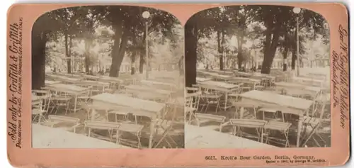 Stereo-Fotografie Geo. W. Griffith, Philadelphia / PA., Ansicht Berlin, Krolls Beer Garden