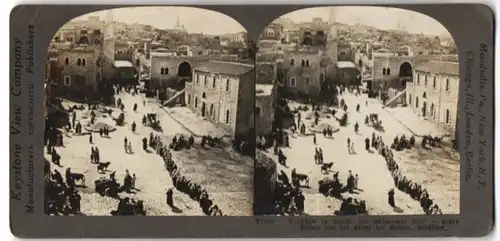 Stereo-Fotografie Keystone View Co., Meadville / PA., Ansicht Bethlehem, Blick von der Kirche der Geburt Jesus