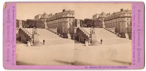 Stereo-Fotografie J.F. Stiehm, Berlin, Ansicht Dresden, Statuen an der Treppe zur Brühl'schen Terrasse