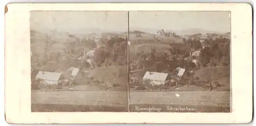 Stereo-Fotografie unbekannter Fotograf, Ansicht Schreiberhau / Riesengebirge, Gehöft am Ortsrand