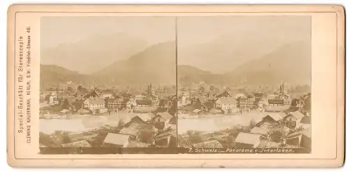 Stereo-Fotografie Clemens Kauffmann, Berlin, Friedrichstr. 40, Ansicht Interlaken, Panorama der Stadt