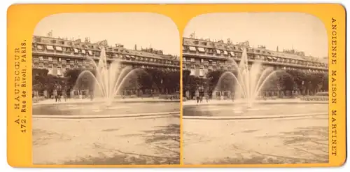 Stereo-Fotografie A. Hautecceur, Paris, Rue de Rivoli 172, Ansicht Paris, Jardin du Palais Royal