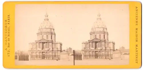 Stereo-Fotografie A. Hautecceur, Paris, Rue de Rivoli, 172, Ansicht Paris, Blick auf den Invalidendom