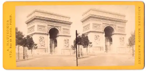 Stereo-Fotografie A. Hautecceur, Paris, Rue de Rivoli 172, Ansicht Paris, Arc de Triomphe de l’Étoile