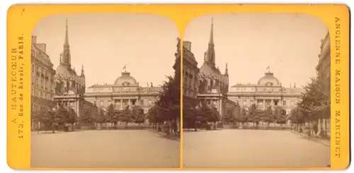 Stereo-Fotografie A. Hautecceur, Paris, Rue de Rivoli 172, Ansicht Paris, Blick auf den Justizpalast