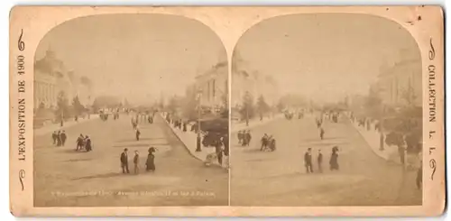 Stereo-Fotografie J. Kuhn, Paris, Rue de Rivoli 220, Ausstellung Paris 1900, Avenue Nicolas II et les 2 Palais