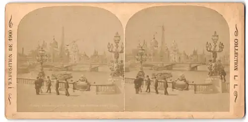 Stereo-Fotografie J. Kuhn, Paris, Rue de Rivoli 220, Ausstellung Paris 1900, Besucher auf dem Ausstellunggelände