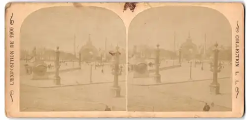 Stereo-Fotografie J. Kuhn, Paris, Rue de Rivoli 220, Ausstellung Paris 1900, La Pont mit Besuchern