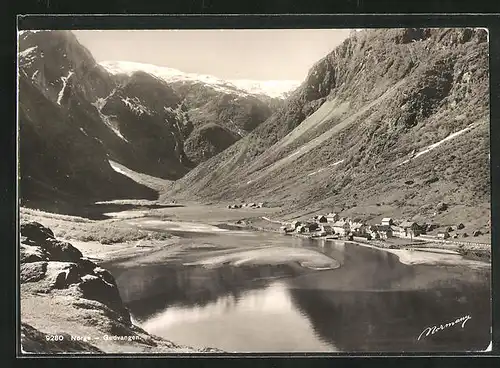 AK Gudvangen, Blick auf die Ortschaft am Fjord