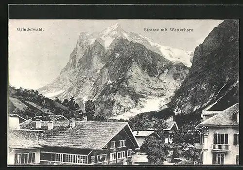 AK Grindelwald, Strasse mit Wetterhorn