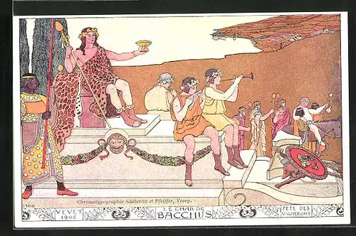 AK Vevey, Fete des Vignerons 1905, Le Char de Bacchus