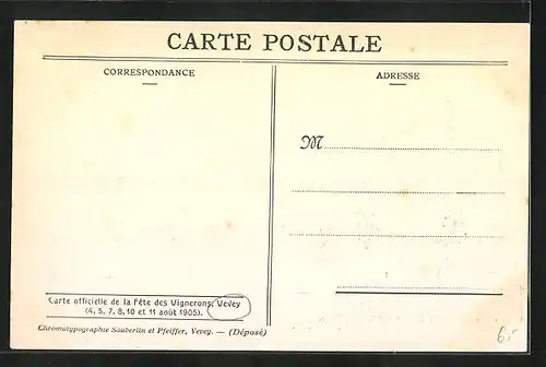 AK Vevey, Fete des Vignerons 1905, Le Char de Pales