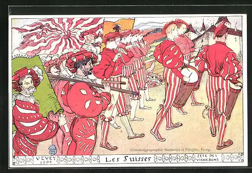 AK Vevey, Fete des Vignerons 1905, Les Suisses